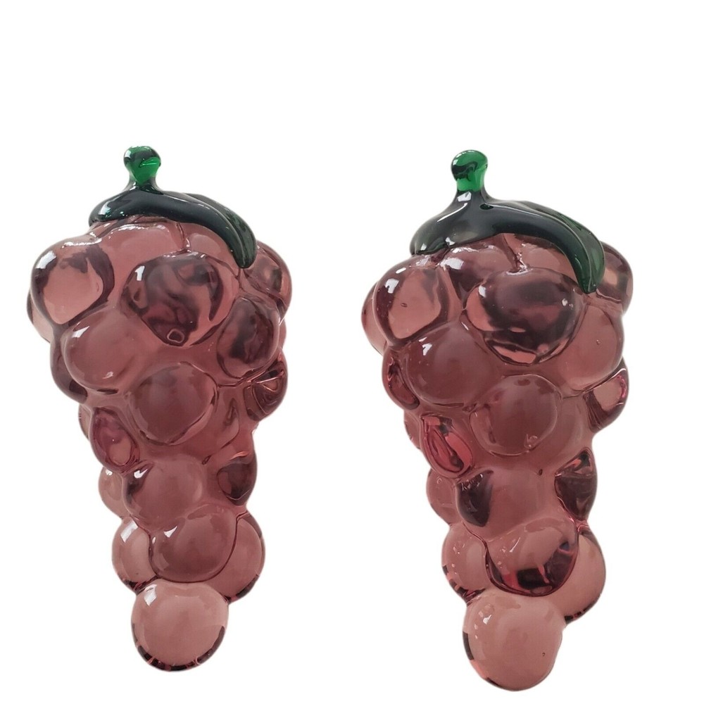 Vintage Blown Glass Grape Bunch Cluster 4.5" lot of 2 - Picture 1 of 8